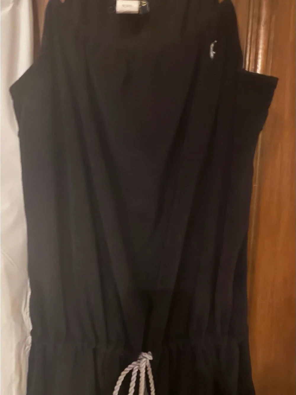 Polo Ralph Lauren Black Sleeveless Drawstring terry dress coverup. Size large